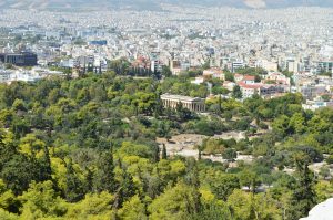 Le temple de Zeus vue de l'acropole à Athènes